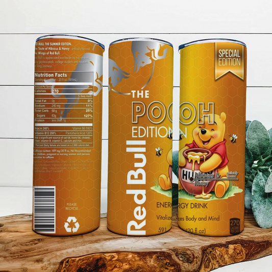 20 oz redbull pooh bear tumbler